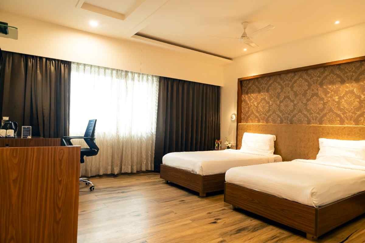 A deluxe twin room